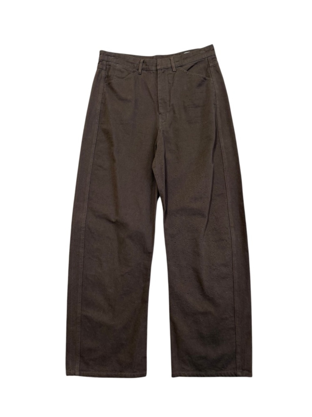 LEMAIRE Brown Curved-Seam Wide-Leg Cotton Pants Size 42